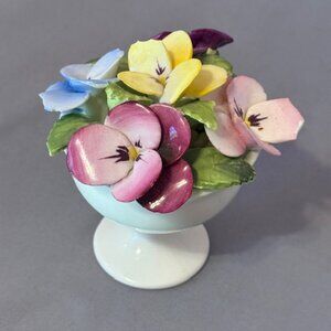 Vintage Coalport Capodimonte Porcelain Flower Figurine Staffordshire Bird Bath